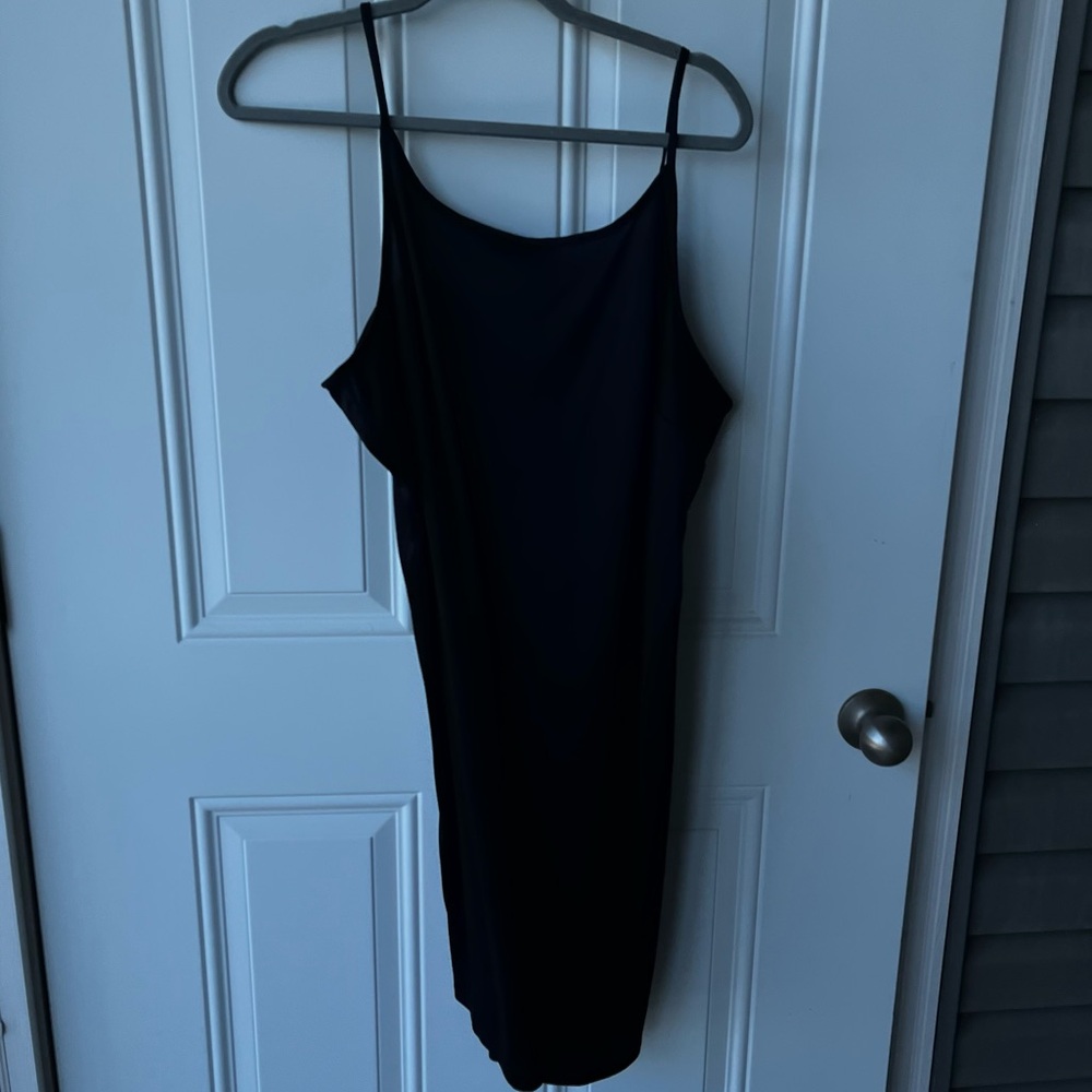 Chico’s Navy Sleeveless Eyelet Midi Dress Slip Liner Waist Tie Size 3 = 16 - Picture 4 of 11